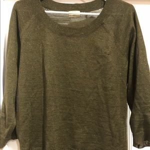 Madewell Wallace Olive Metallic Crewneck Sz L